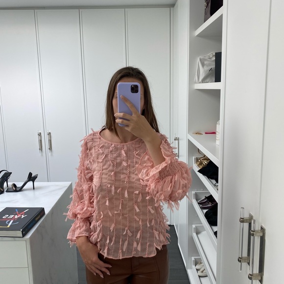 Pink Zara Sheer long sleeve top with confetti detail - Picture 5 of 5